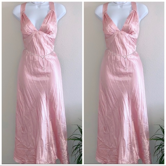 Vintage Other - ✨ 70’s Vintage Pink Satin Maxi Nightgown